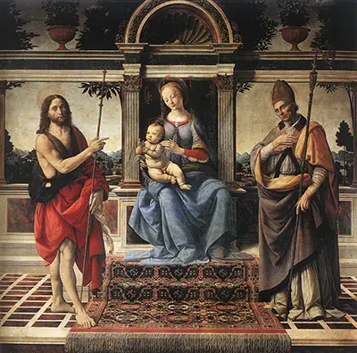 Madonna Enthroned with John the Baptist and St Donato Andrea del Verrocchio